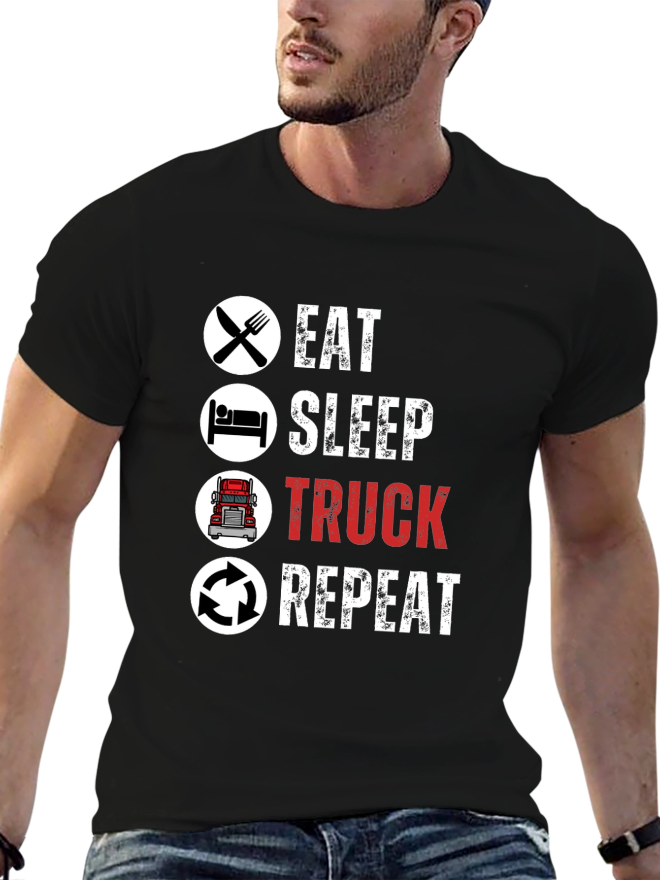 Eat Sleep Truck Repeat T-Shirt - Trucker Life - 6