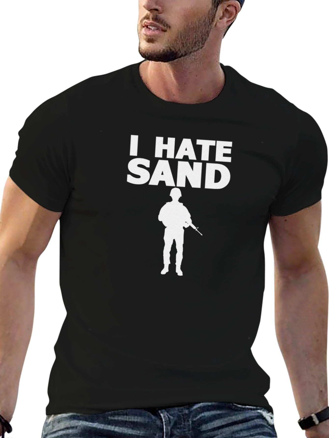 Black I Hate Sand T-Shirt view 6