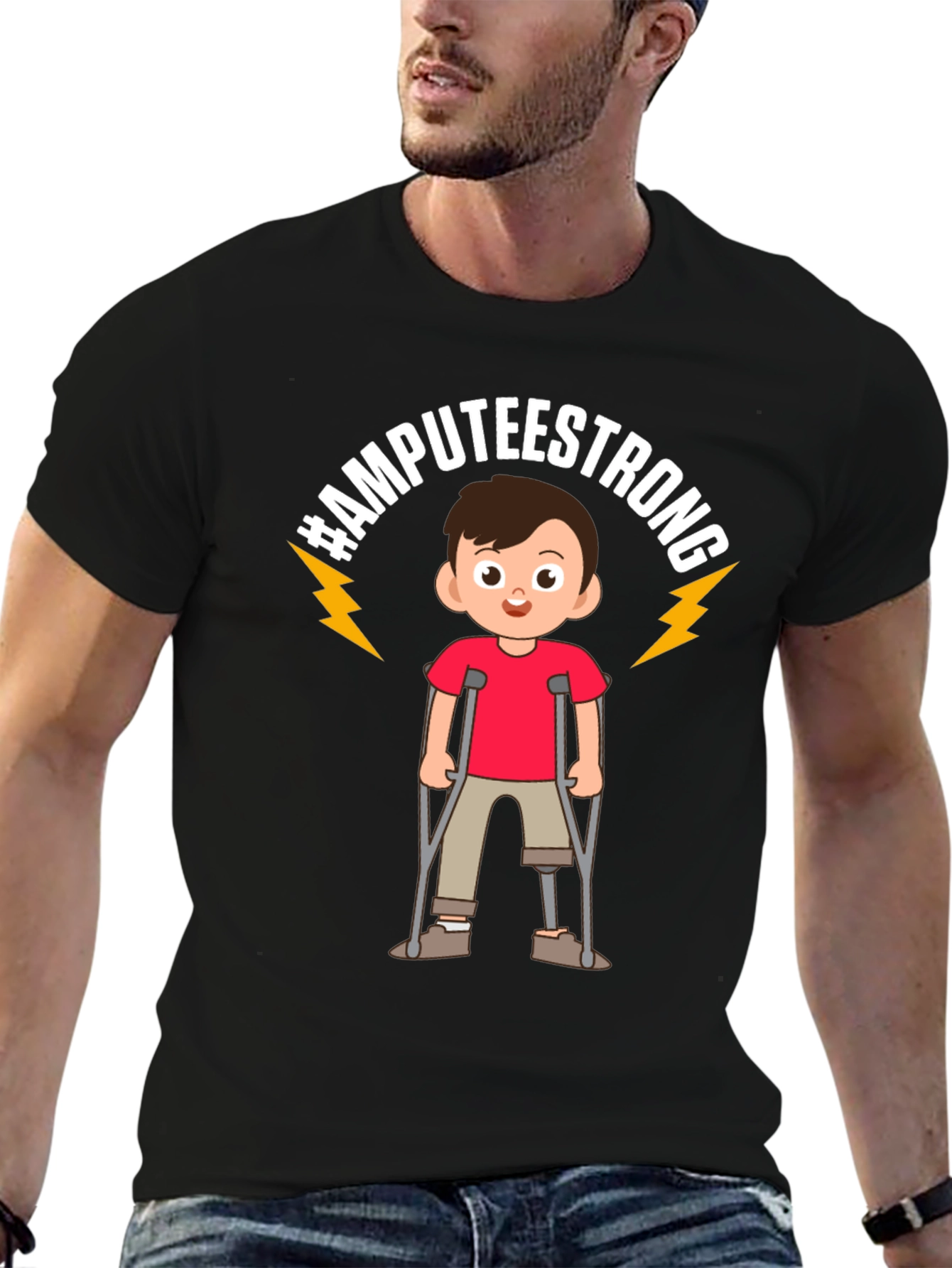 Black Amputee Strong T-Shirt view 6