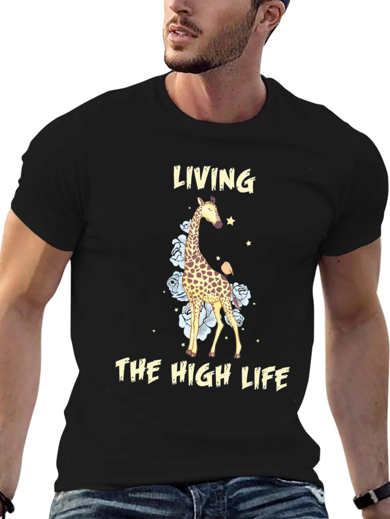 Black Living The High Life Giraffe T-Shirt view 6