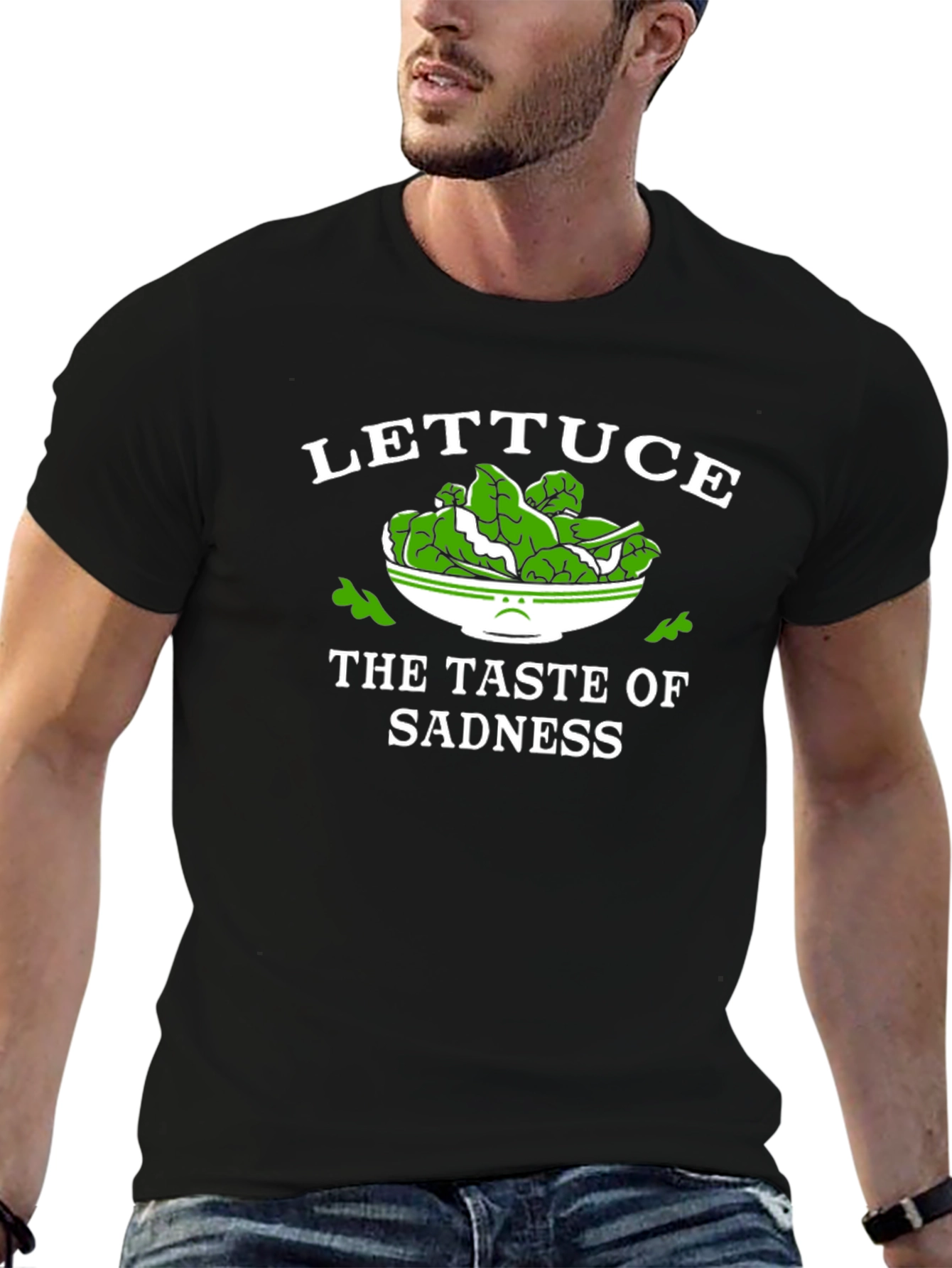 Black Lettuce The Taste of Sadness T-Shirt - Funny Vegan Tee view 6