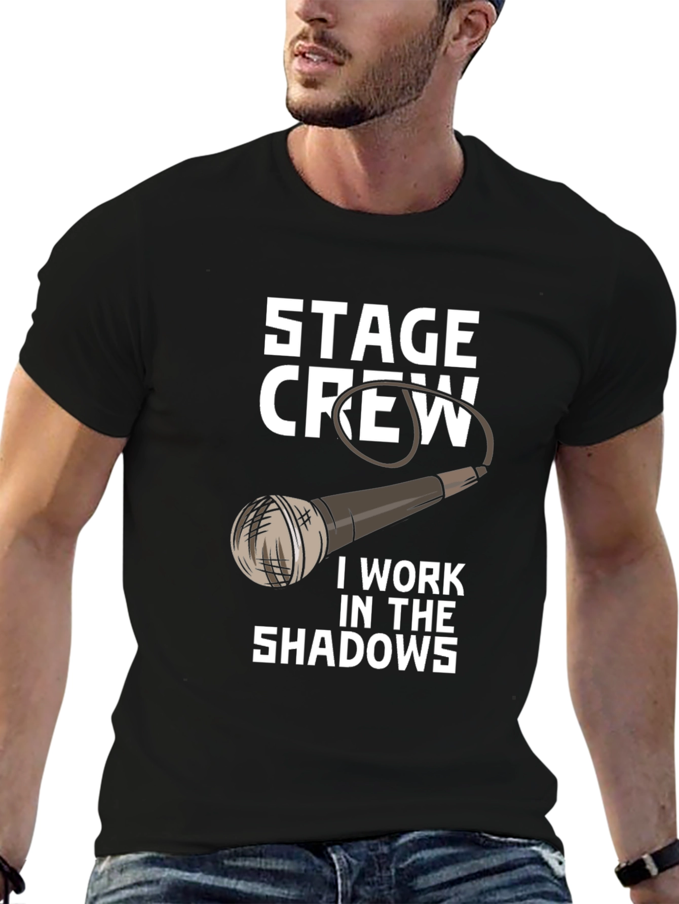 Black Stage Crew T-Shirt - I Work In The Shadows Tee view 6