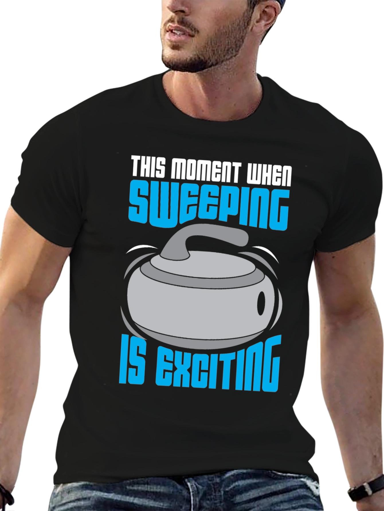 Black Sweeping is Exciting T-Shirt - Curling Fan Apparel view 6