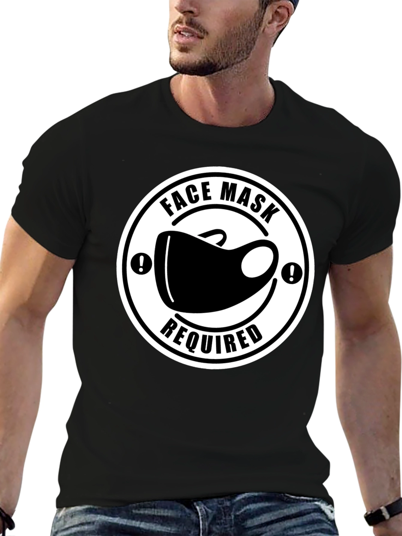 Black Face Mask Required T-Shirt - Black Novelty Tee view 6