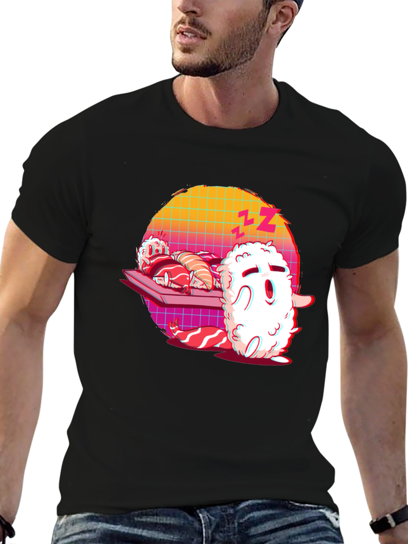 Black Sushi Nap T-Shirt - Unique Kawaii Style view 6