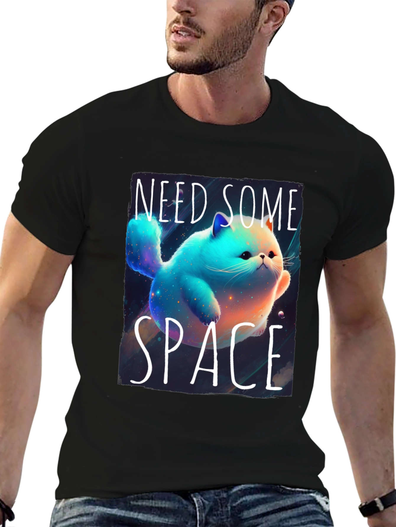 Black Need Some Space T-Shirt Cat Lover view 6