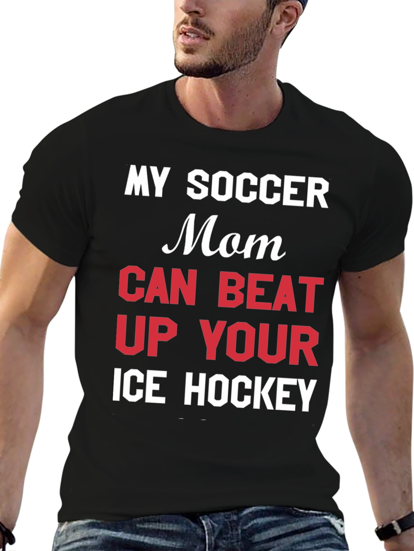 Black Funny Soccer Mom T-Shirt view 6