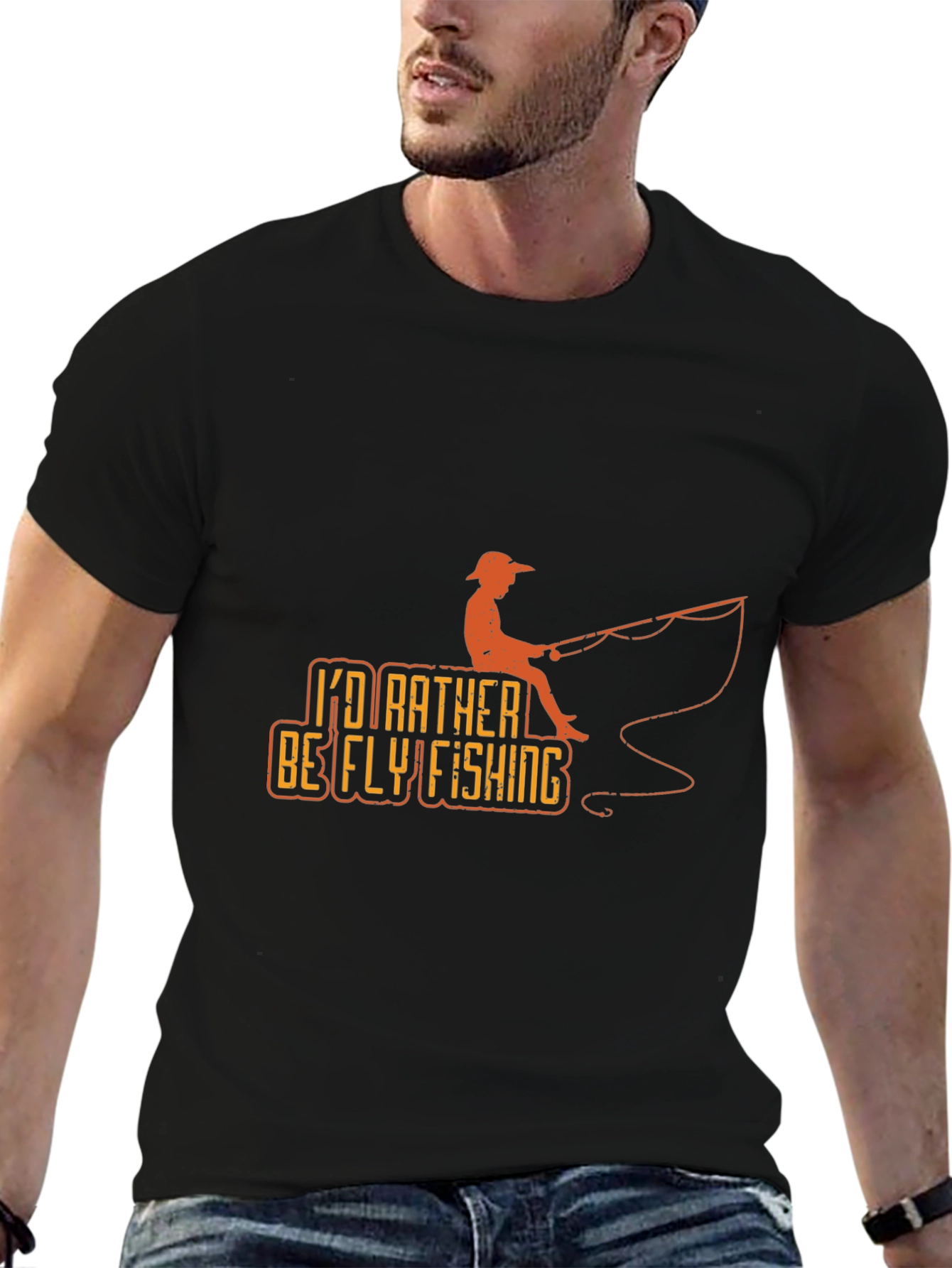 Black I'd Rather Be Fly Fishing Graphic Tee - Black view 6