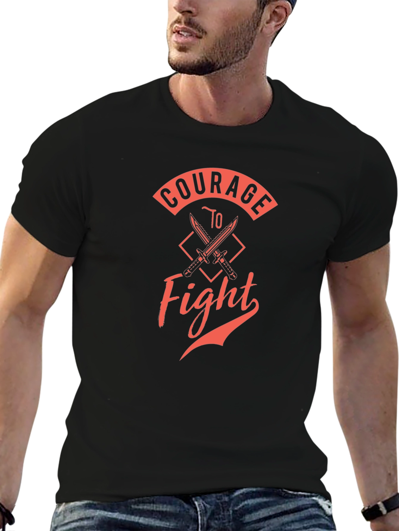 Black Courage to Fight Black Graphic Tee view 6