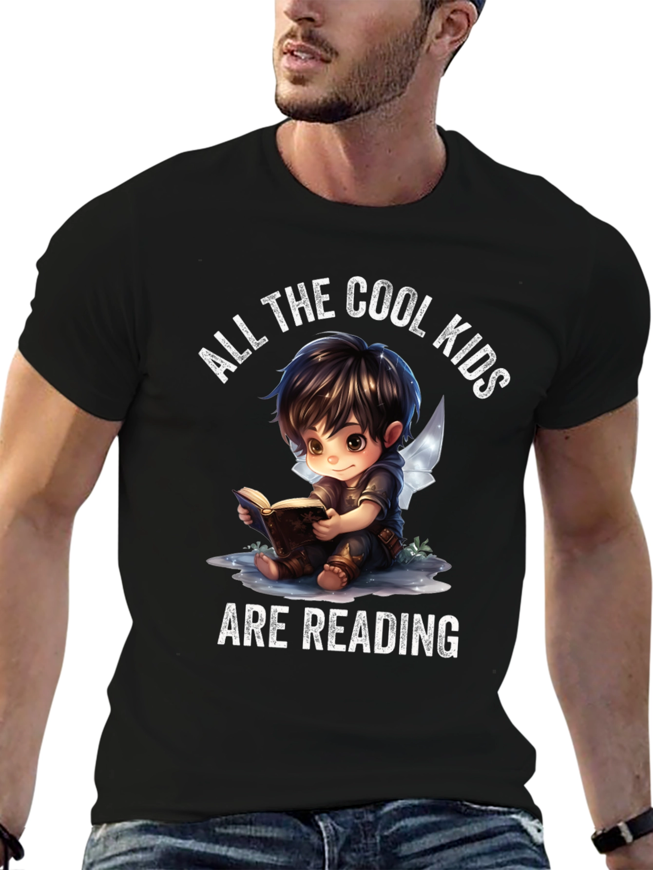 Black Cool Kids Reading Graphic T-Shirt view 6