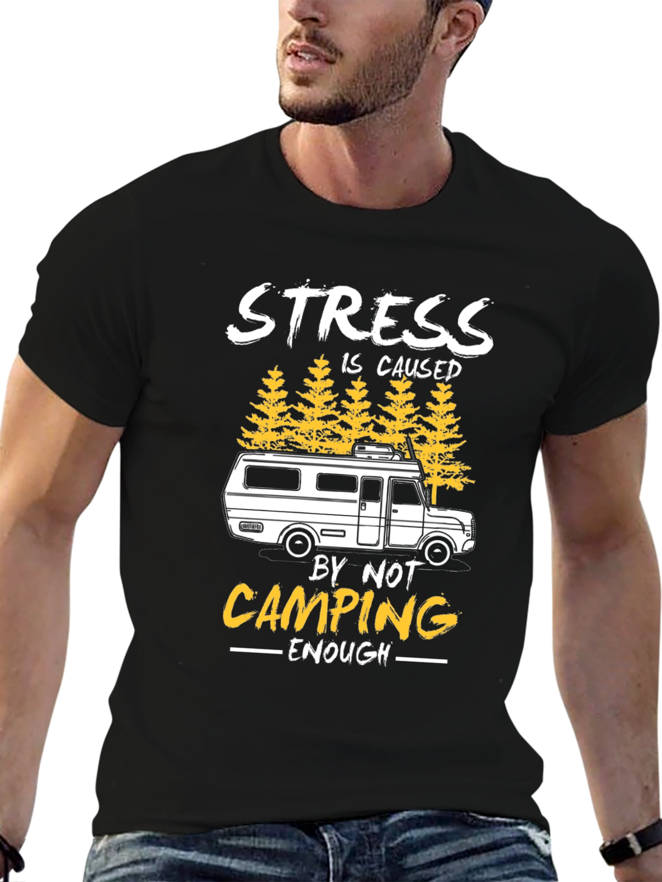 Black Stress is Caused by Not Camping Enough T-Shirt view 6