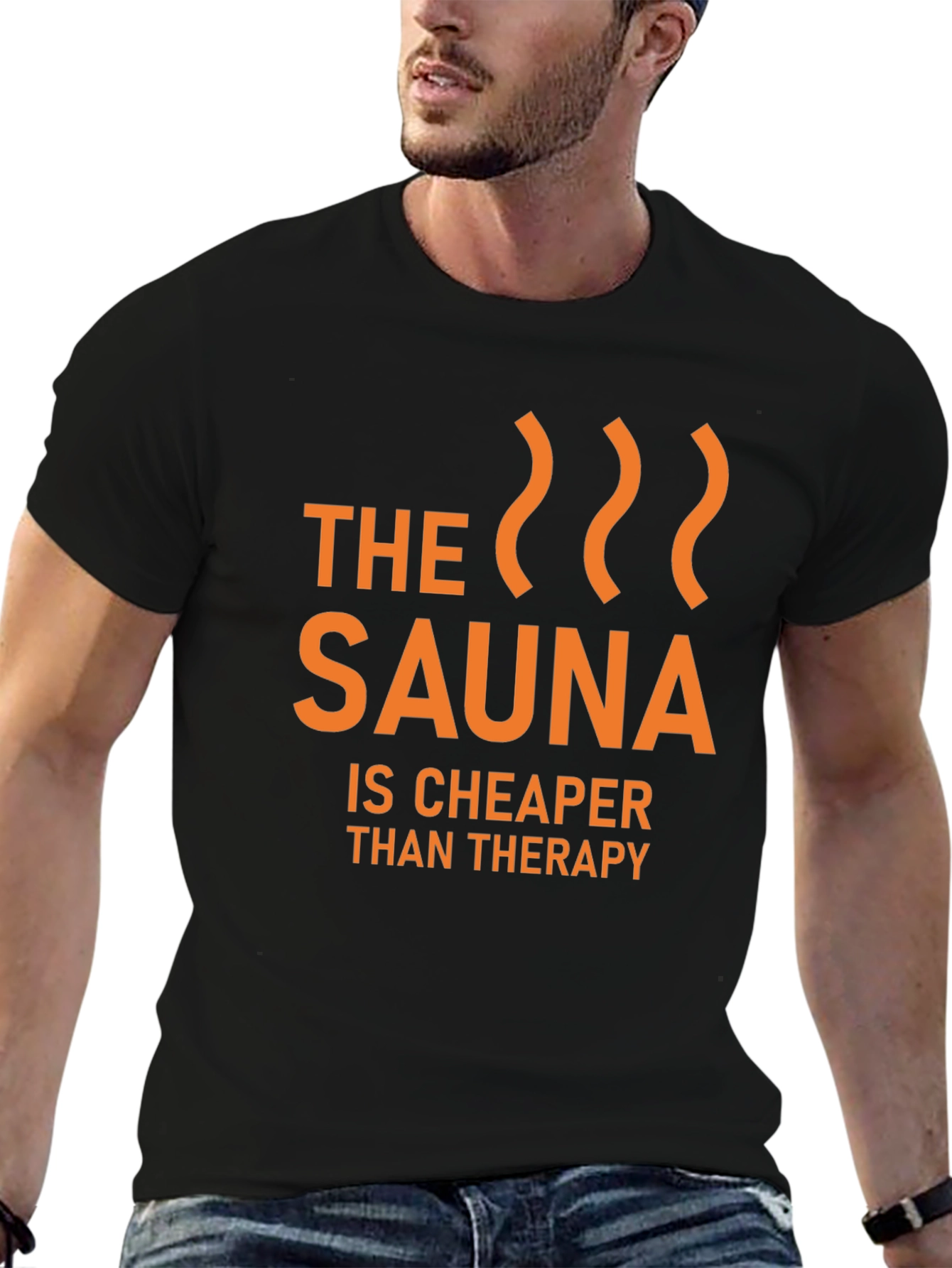 Black Sauna Cheaper Than Therapy Graphic T-Shirt view 6