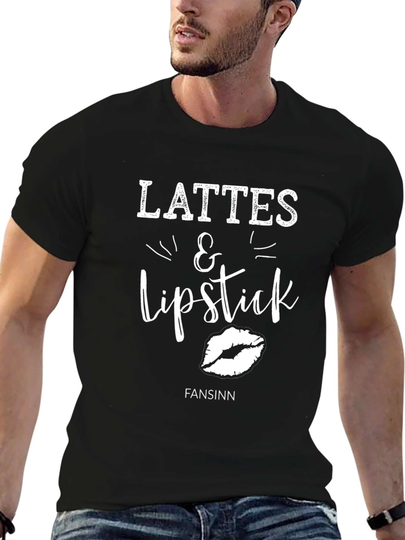 Black Lattes & Lipstick Graphic Tee - Fashionable Women's T-Shirt view 6