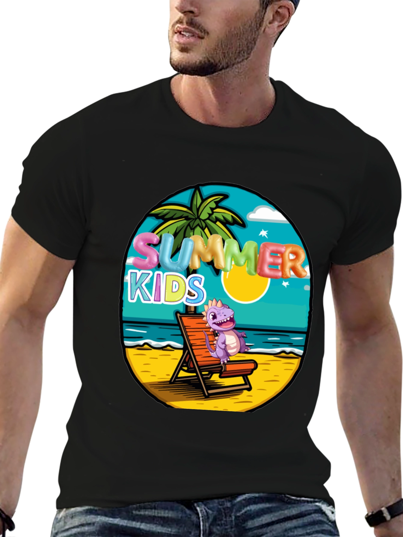 Black Summer Kids Beach T-Shirt view 6