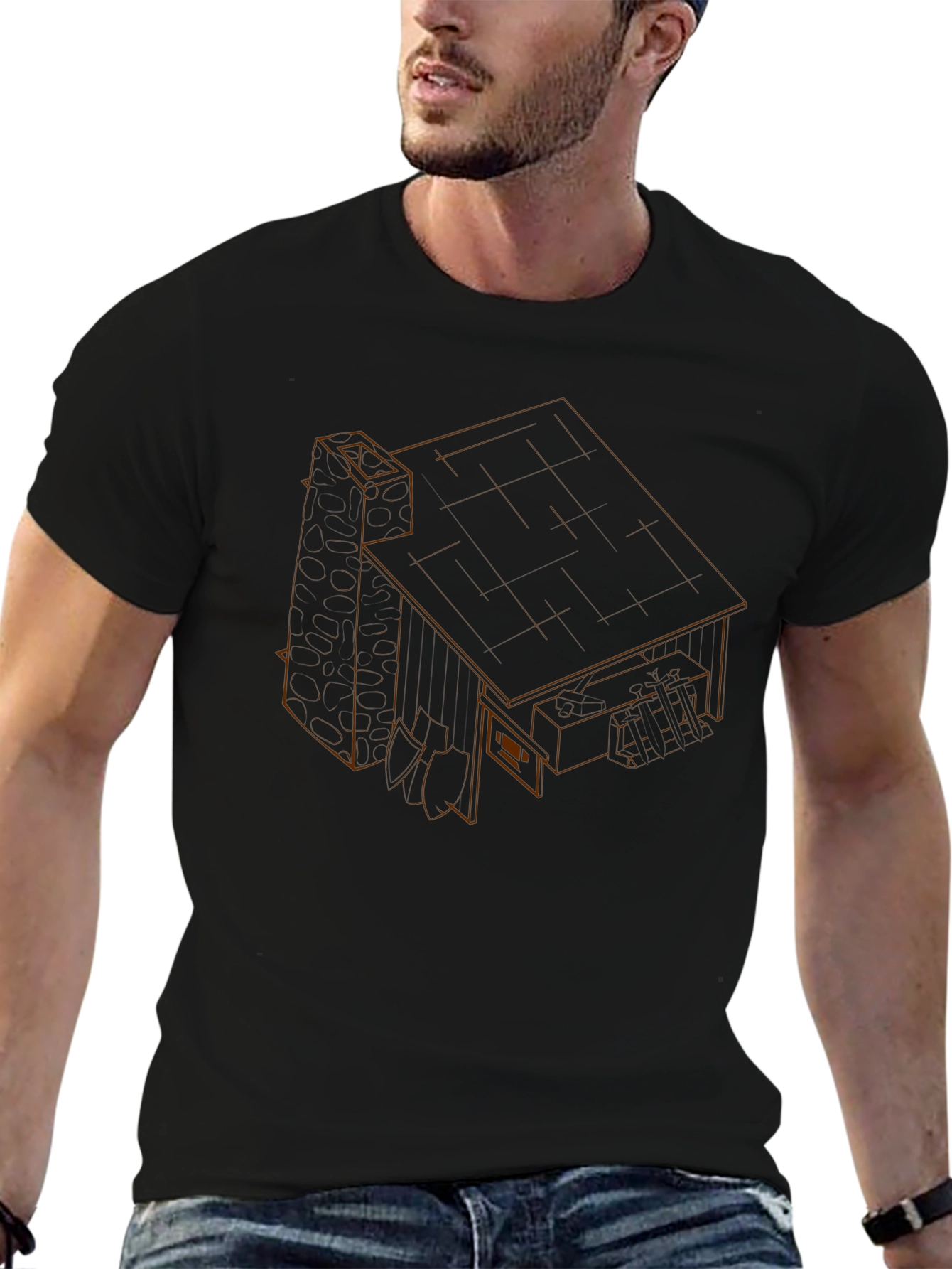 Black Geometric House T-Shirt view 6