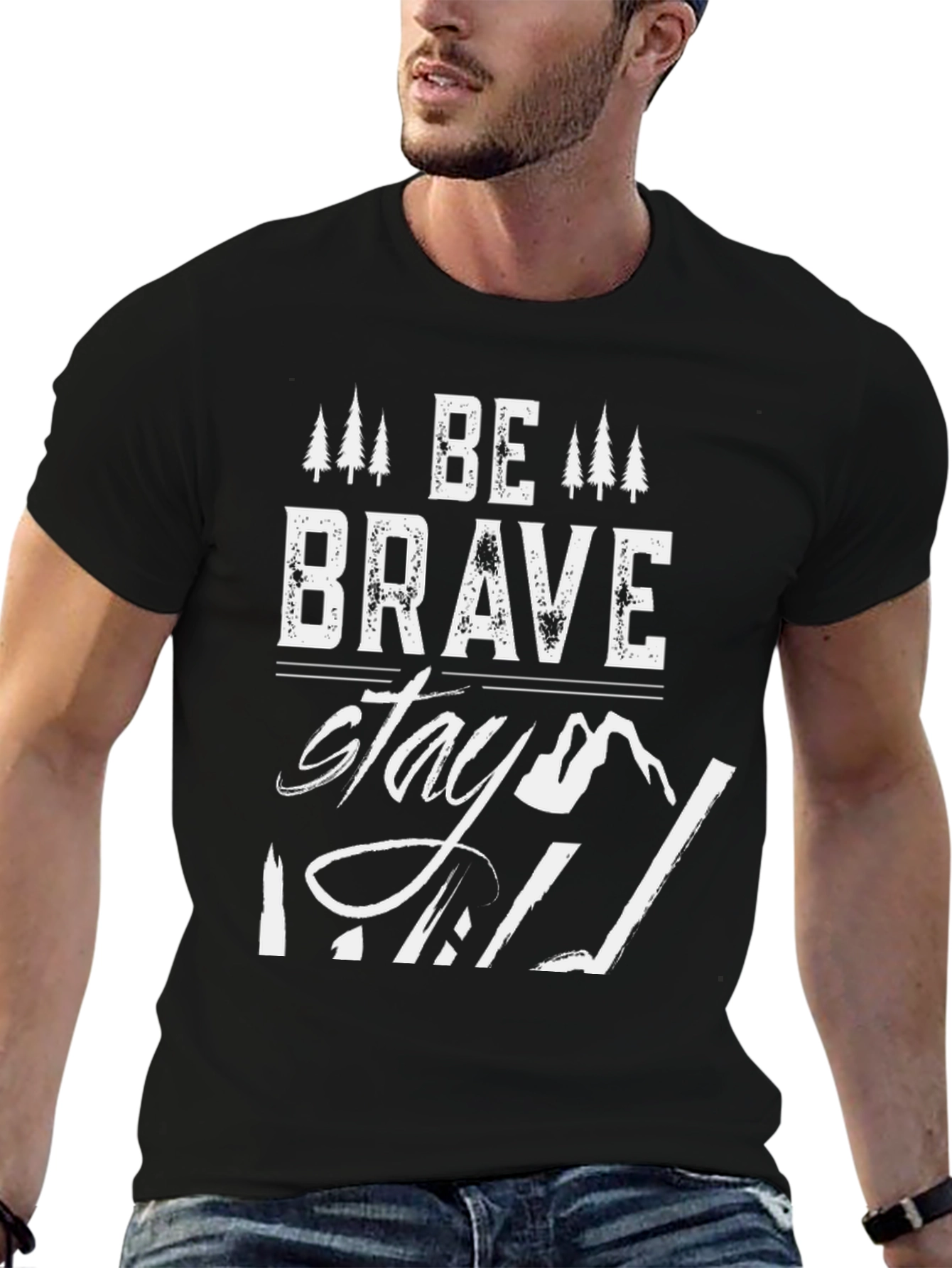 Black Be Brave Stay Wild Graphic T-Shirt view 6