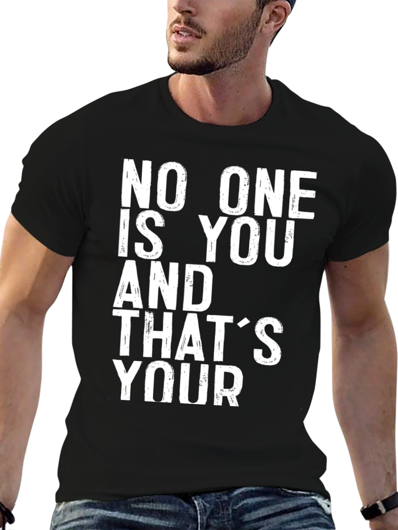 Black Inspirational 'No One Is You' Graphic T-Shirt view 6