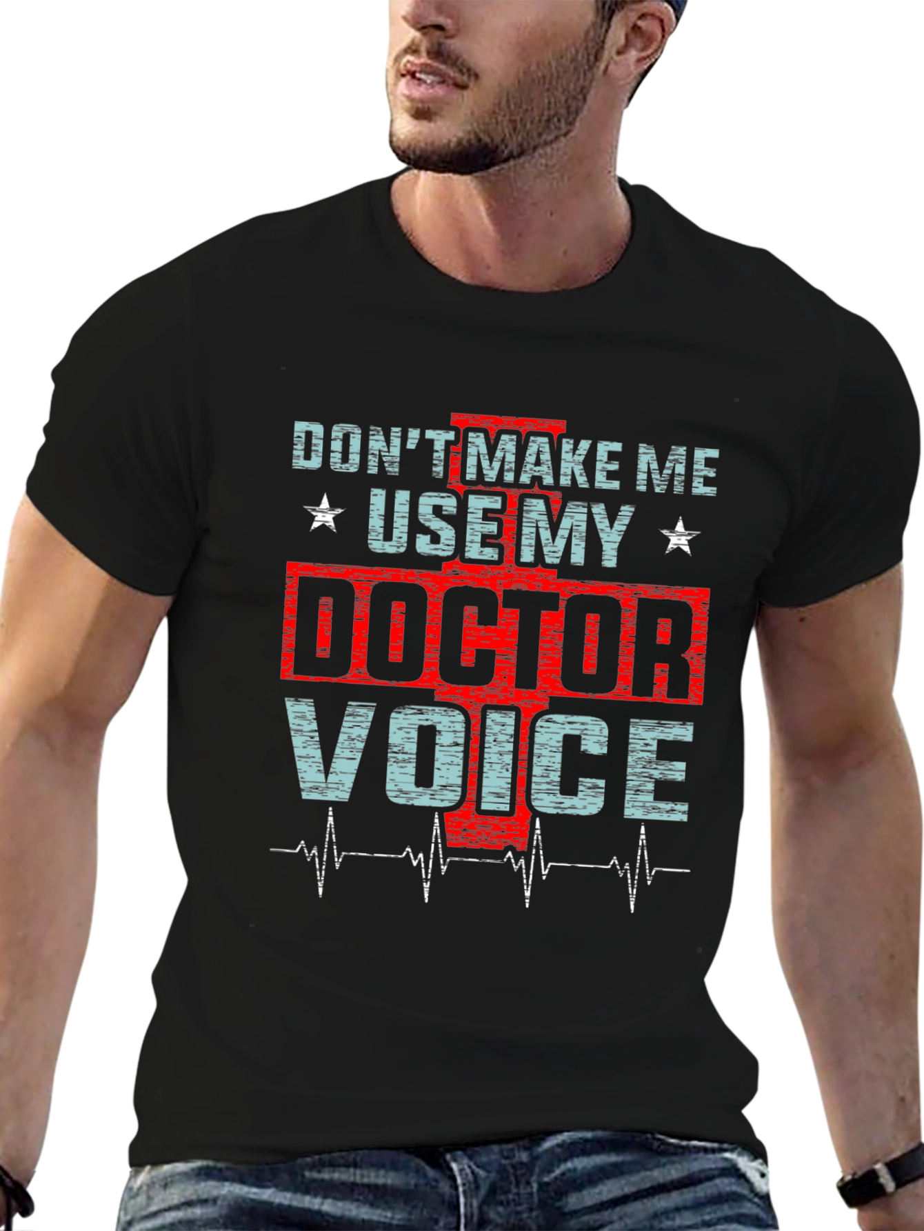 Black Doctor Voice Graphic Tee - Black Cotton Shirt view 6