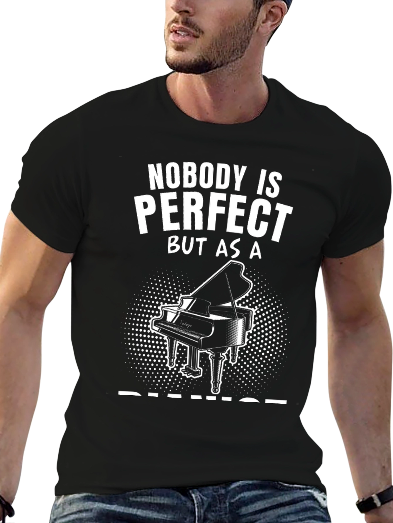 Black Nobody's Perfect Piano T-Shirt view 6