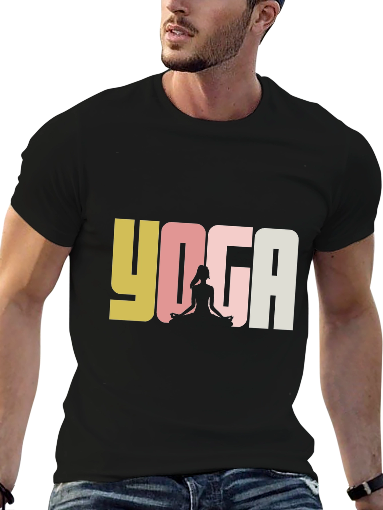 Black Yoga Graphic Tee - Unisex Black T-Shirt view 6