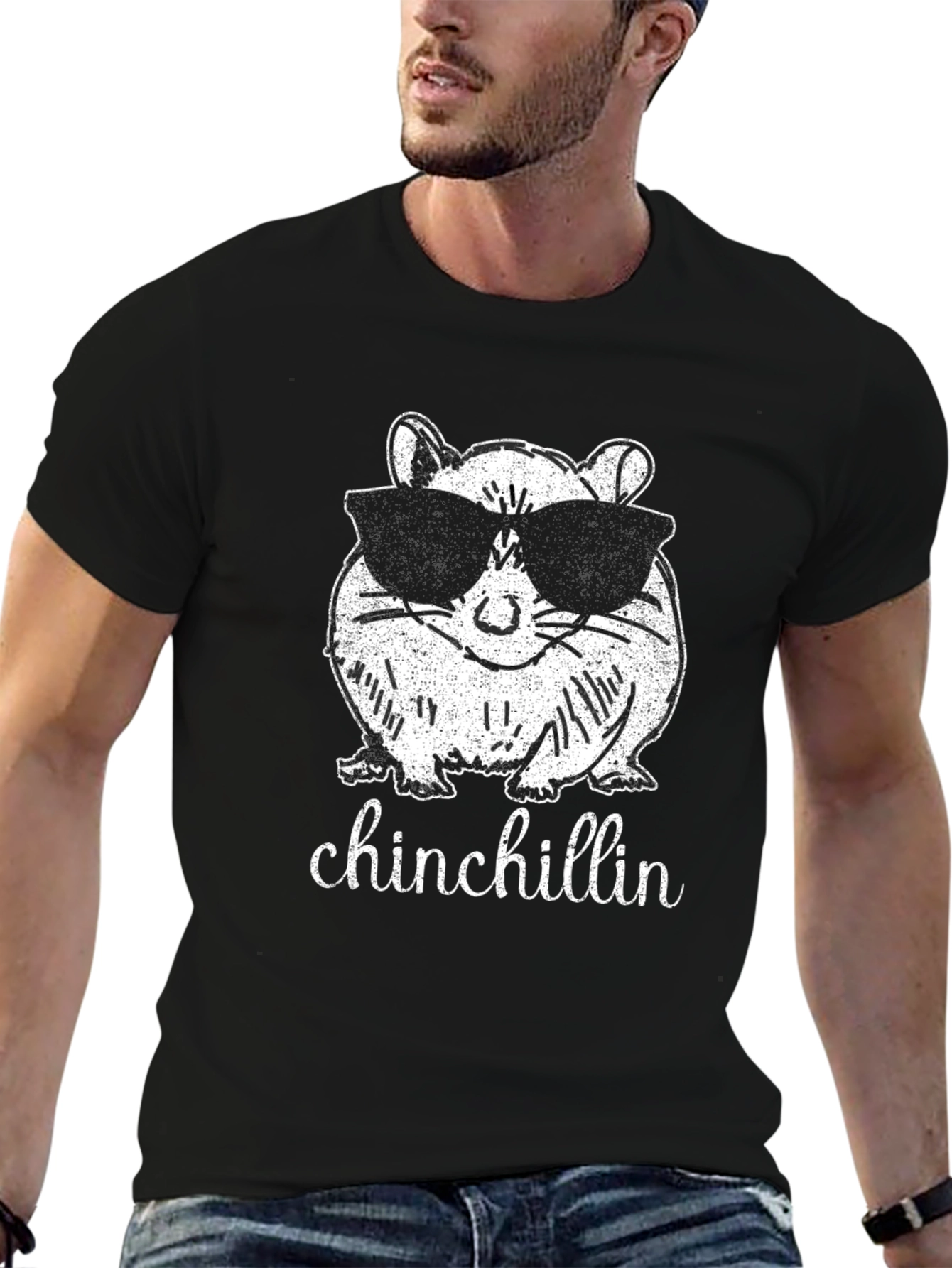 Black Chinchillin' T-Shirt - Cool Chinchilla Graphic Tee view 6