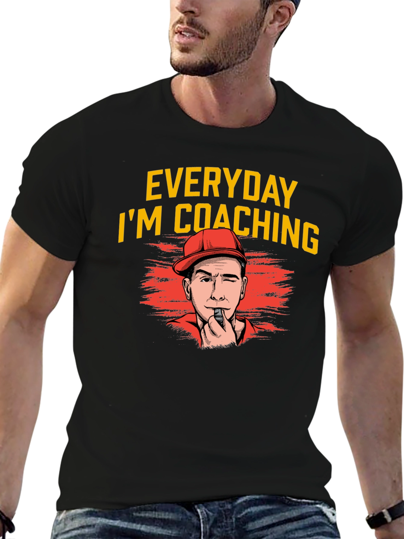 Black Everyday I'm Coaching Black T-Shirt view 6