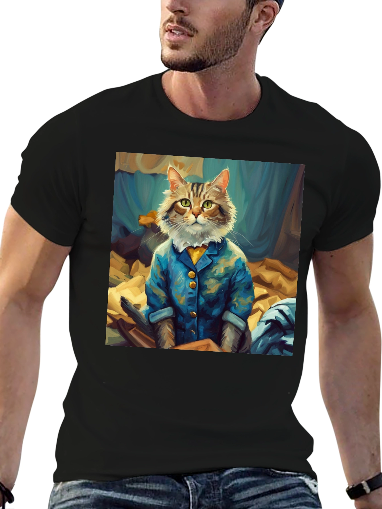 Black Cat Gentleman Graphic Tee - Black view 6