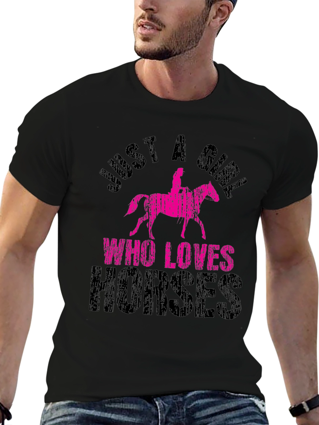 Black Just A Girl Who Loves Horses T-Shirt view 6