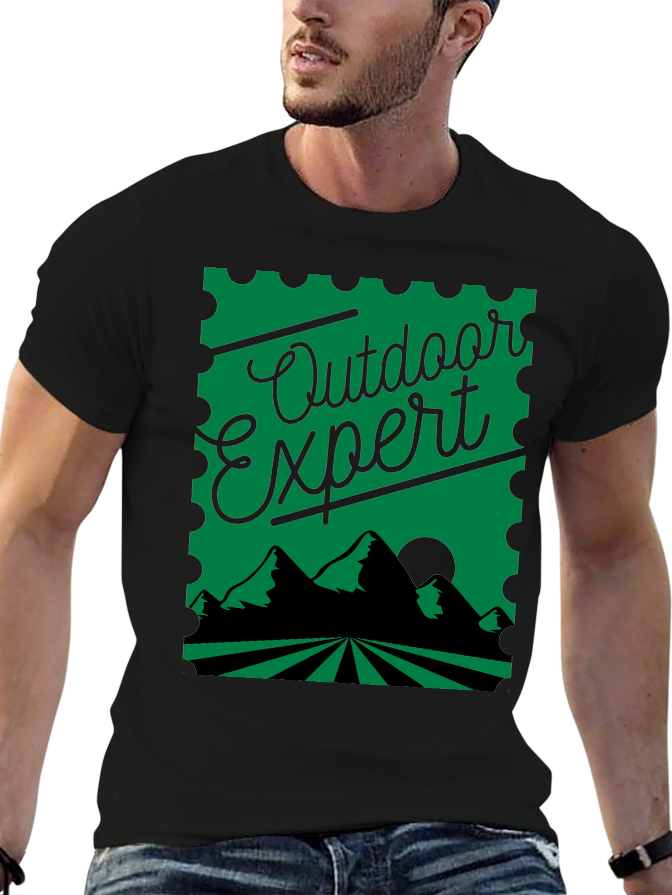 Black Outdoor Expert Graphic T-Shirt - Nature Lover Tee view 6