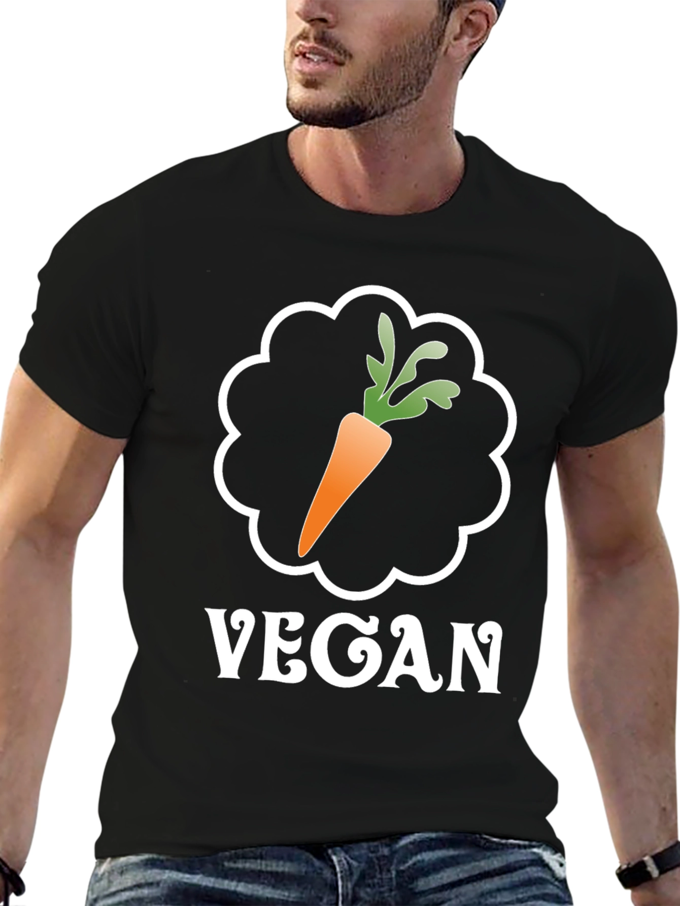Black Vegan Carrot Graphic Tee - Soft Cotton Comfort view 6