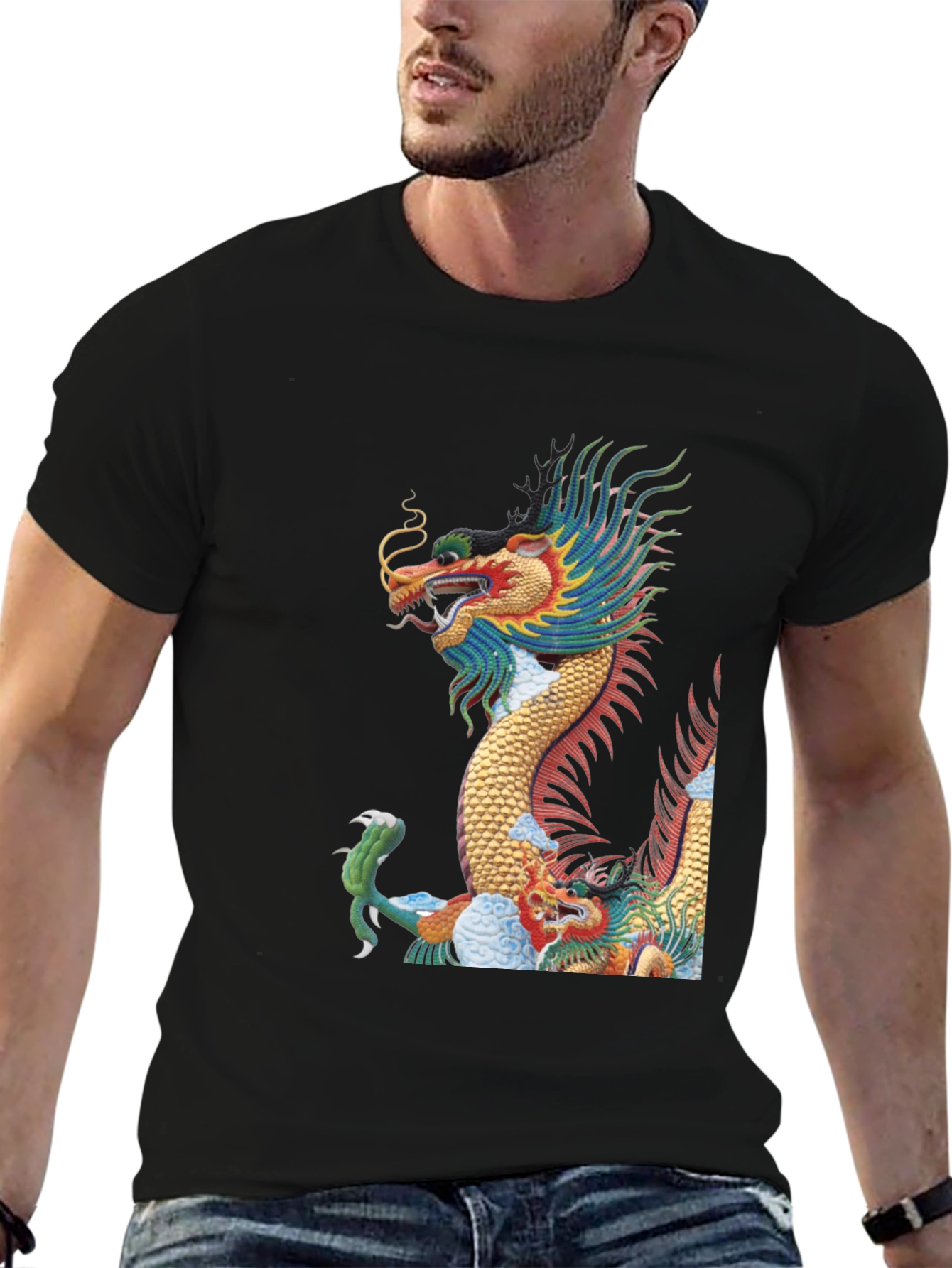 Black Dragon Graphic Tee - Unique Asian Design view 6