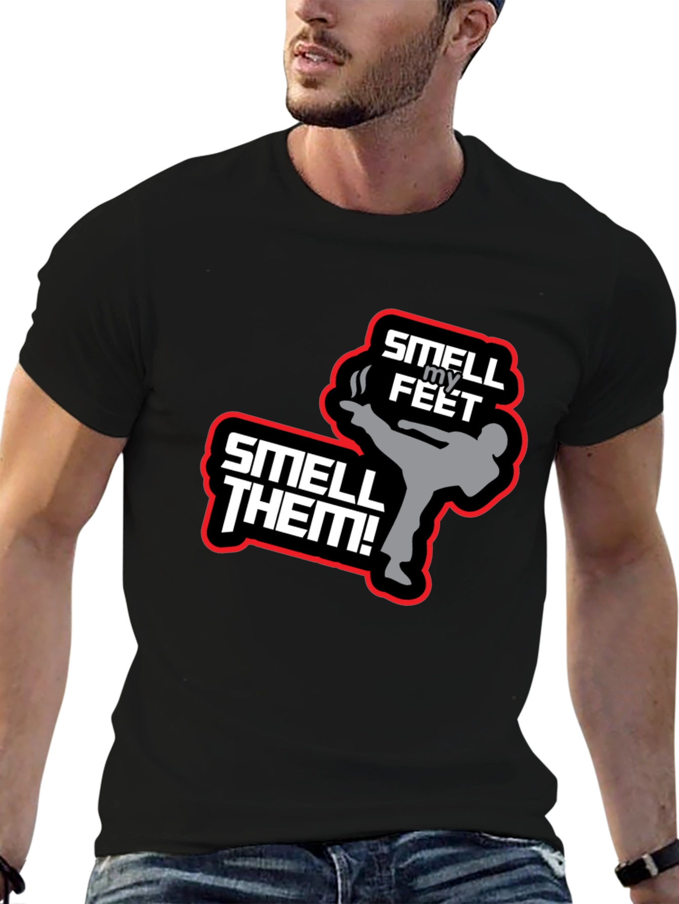 Black Smell My Feet T-Shirt - Funny Martial Arts Tee view 6
