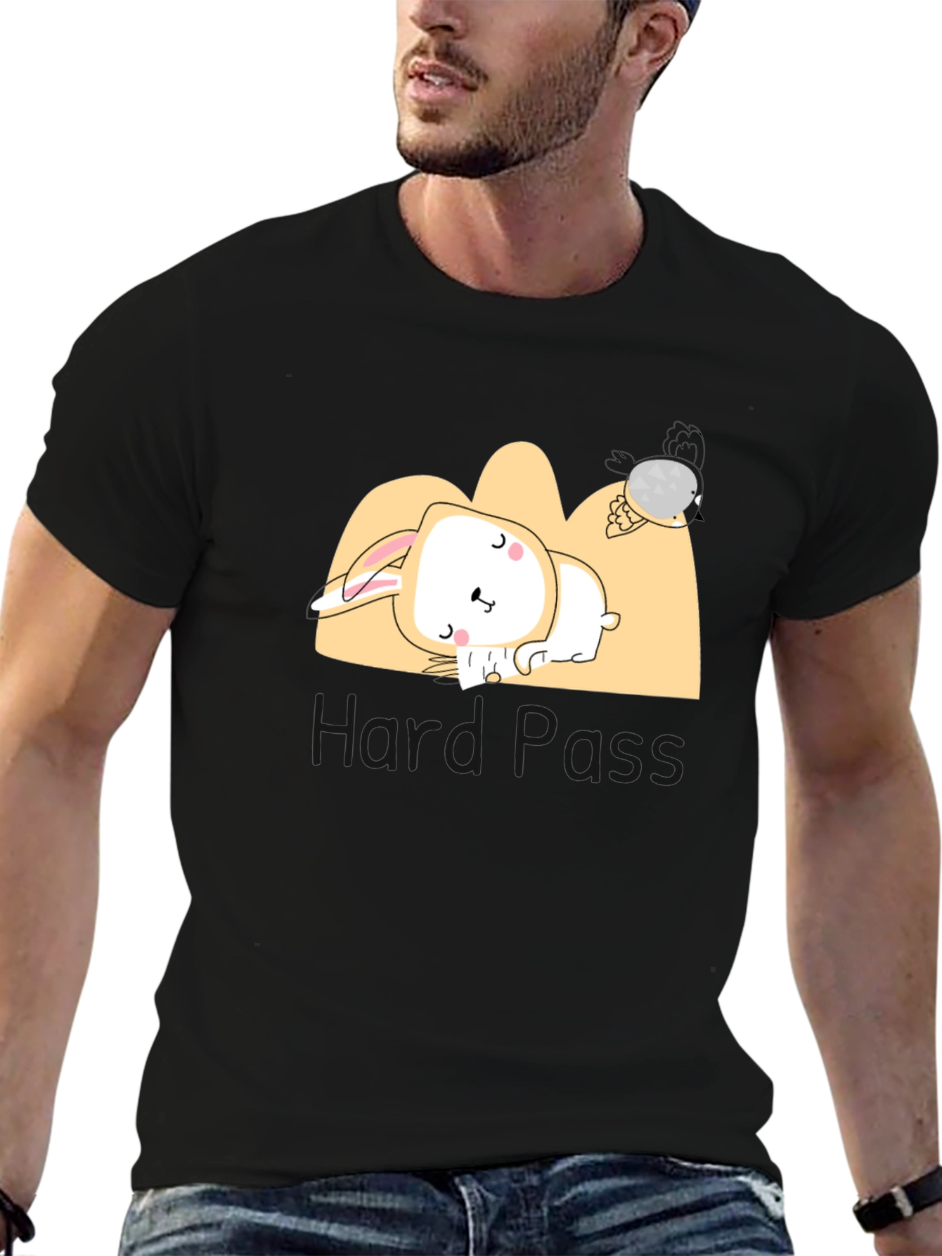Black Lazy Bunny Graphic Tee - Comfy & Cute Unisex T-Shirt view 6