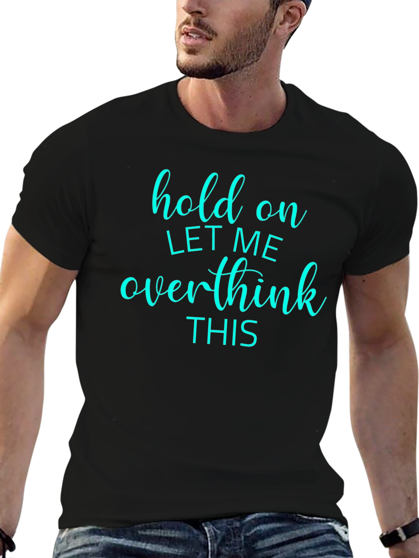 Black Overthink This Graphic Tee - Men's Black T-Shirt view 6