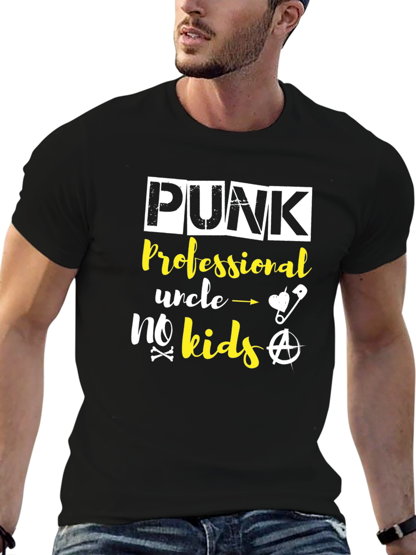 Black Punk Professional Uncle No Kids Graphic Tee view 6