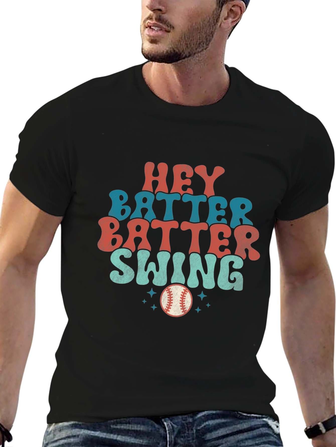 Black Retro Baseball T-Shirt - Batter Up Tee view 6