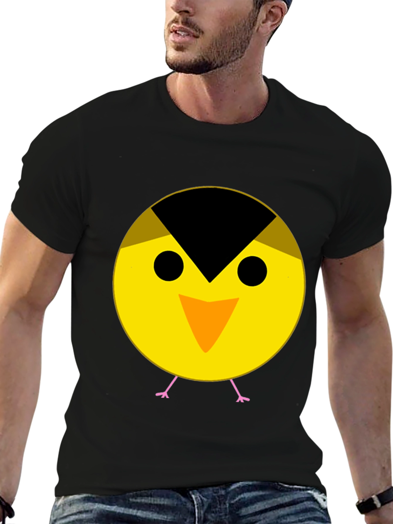 Black Cute Bird Graphic Tee - Black view 6