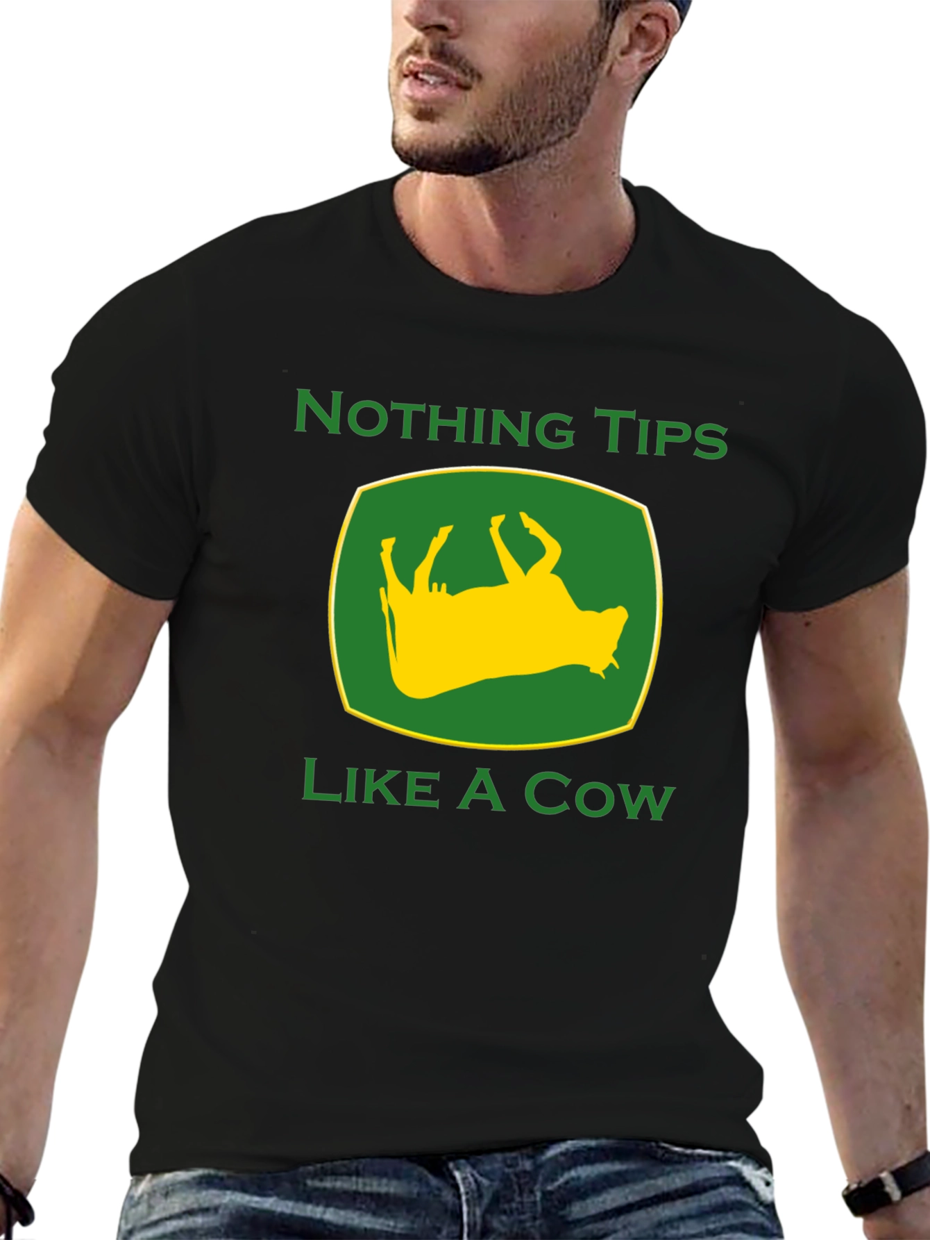 Black Funny Nothing Tips Like A Cow Graphic Tee view 6