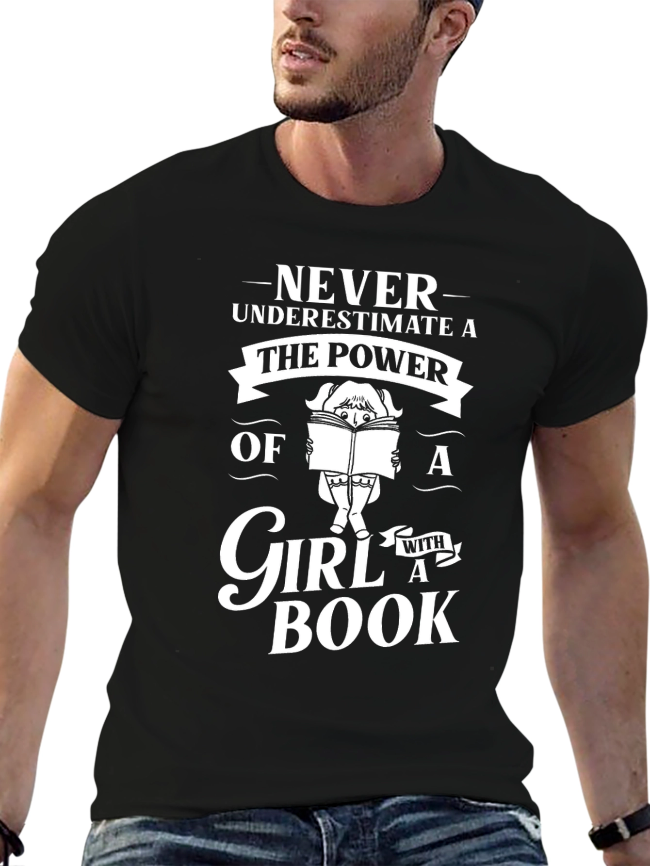 Black Never Underestimate a Girl with a Book T-Shirt view 6
