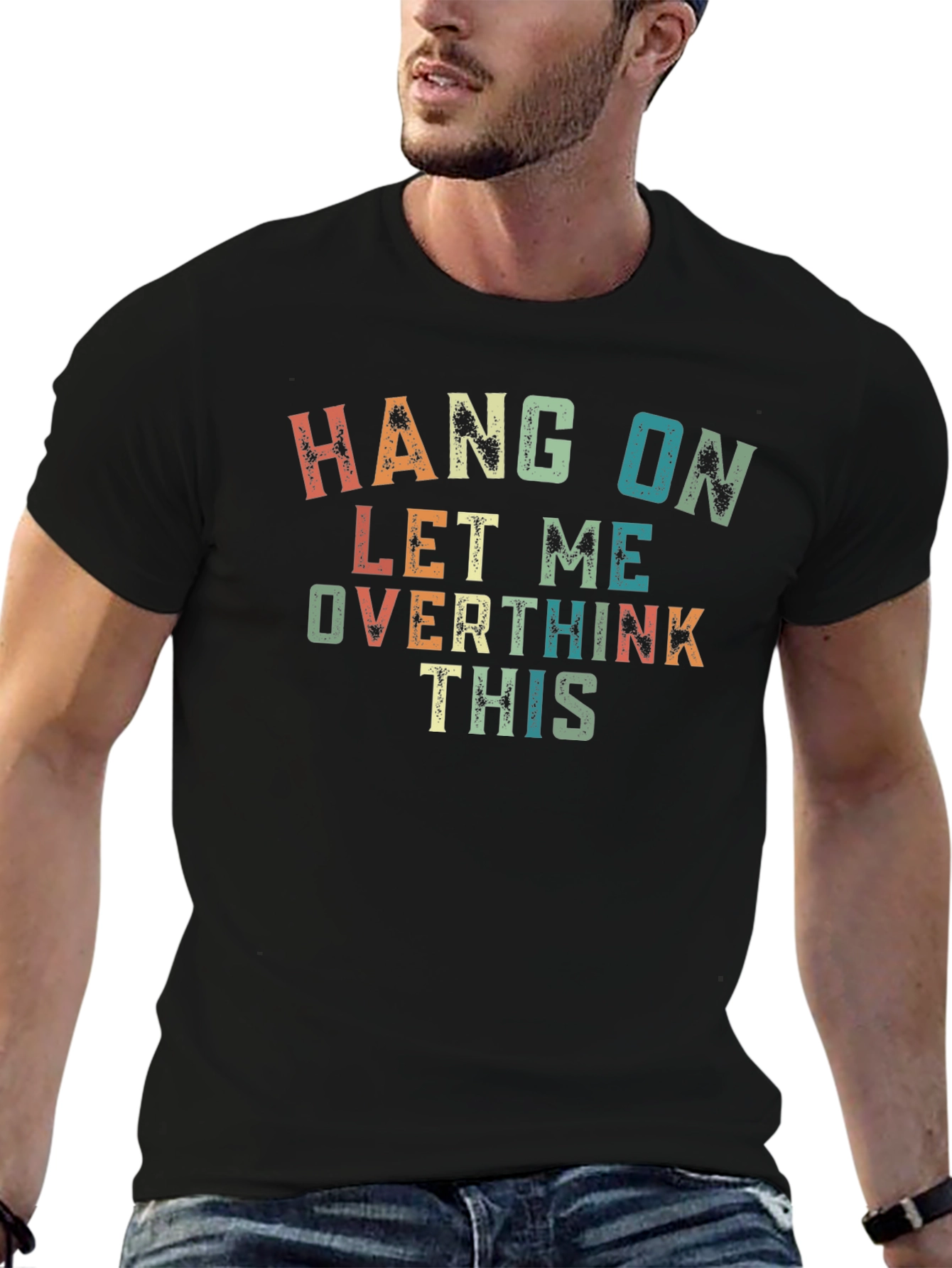 Black Overthinker Graphic T-Shirt - Funny Casual Tee view 6
