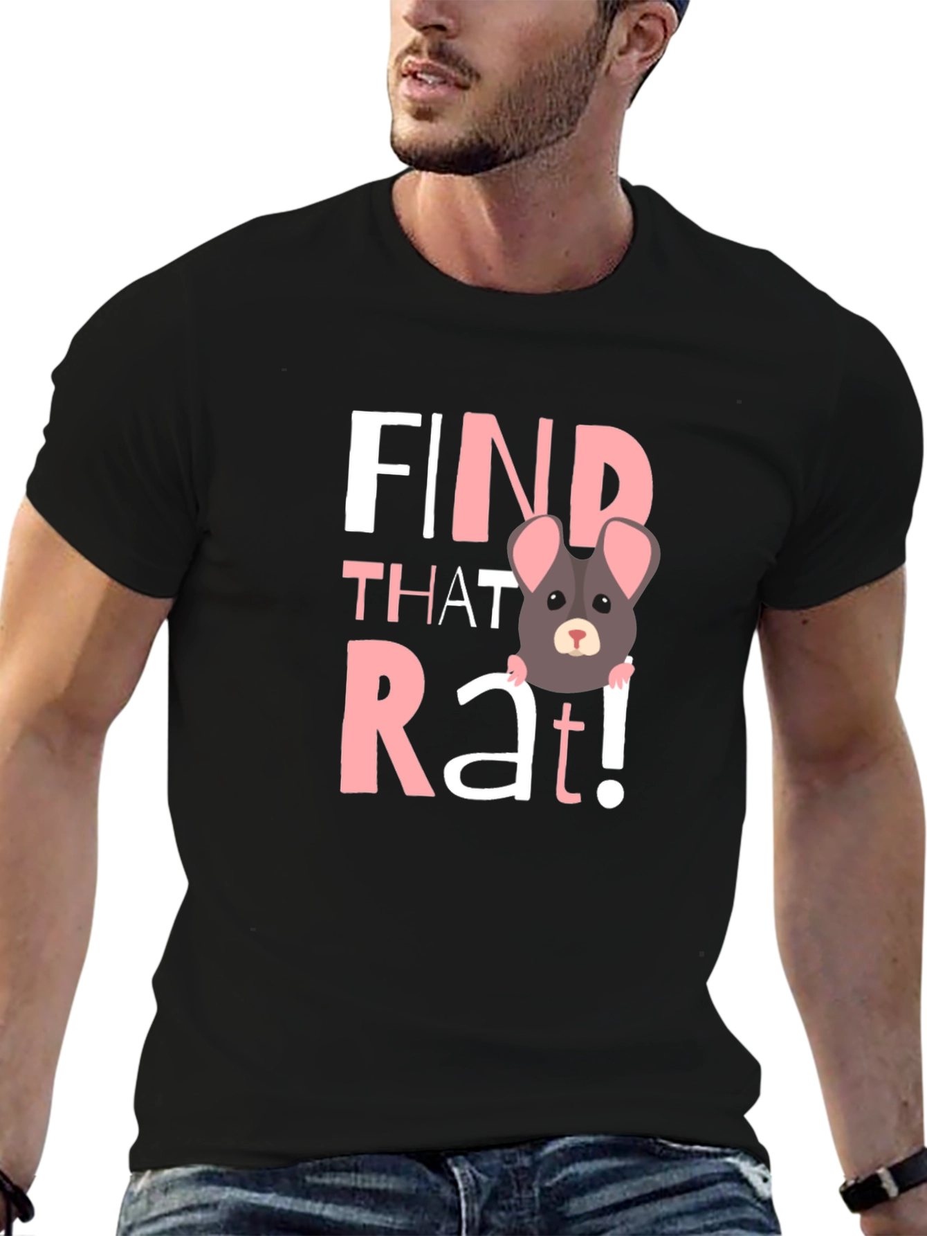Black Find That Rat! Graphic T-Shirt  view 6