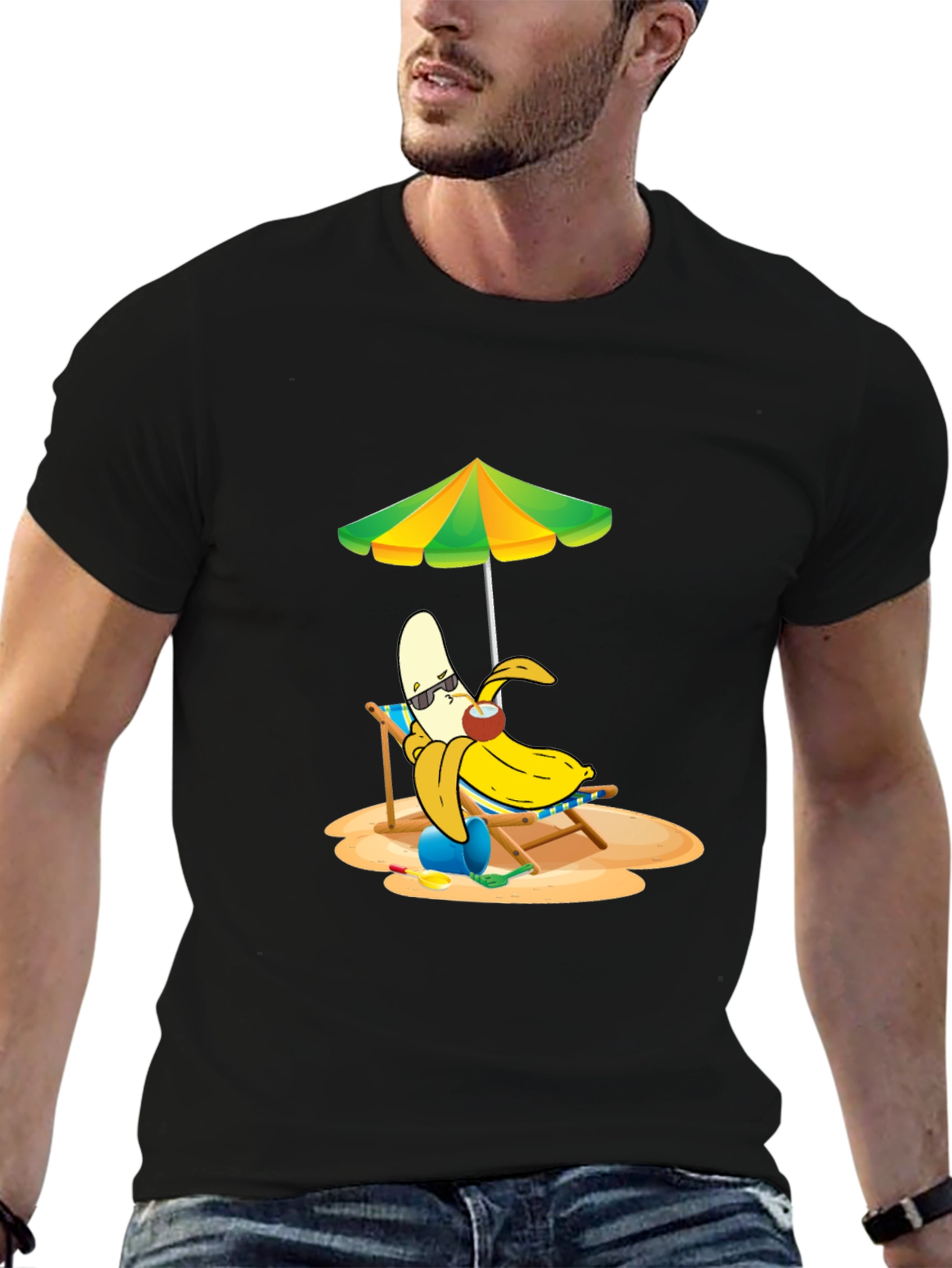 Black Banana Beach T-Shirt - Relaxed Tropical Vibes view 6