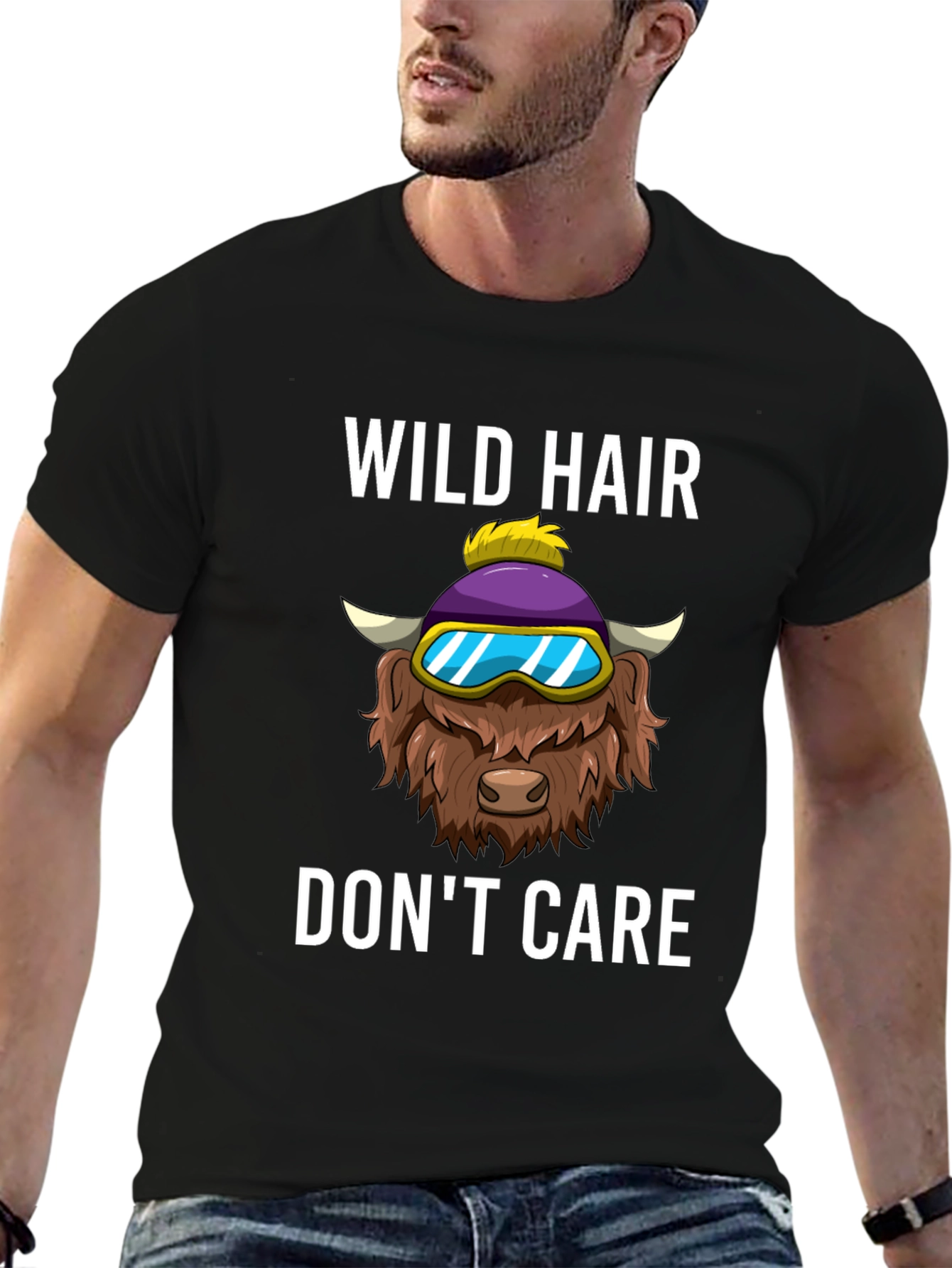 Black Wild Hair Don't Care Graphic Tee view 6