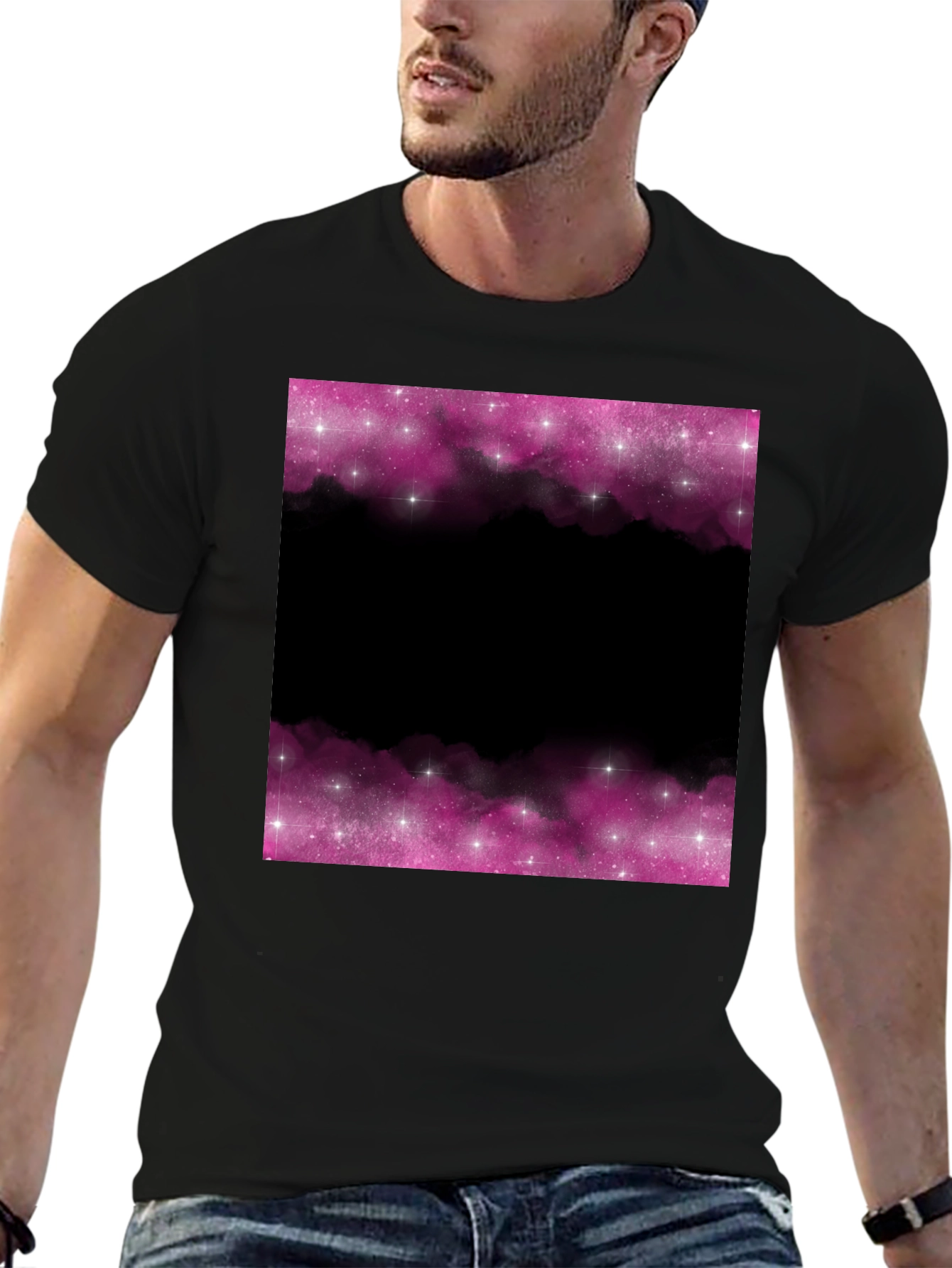 Black Galaxy Dreams T-Shirt - Black Space Design view 6