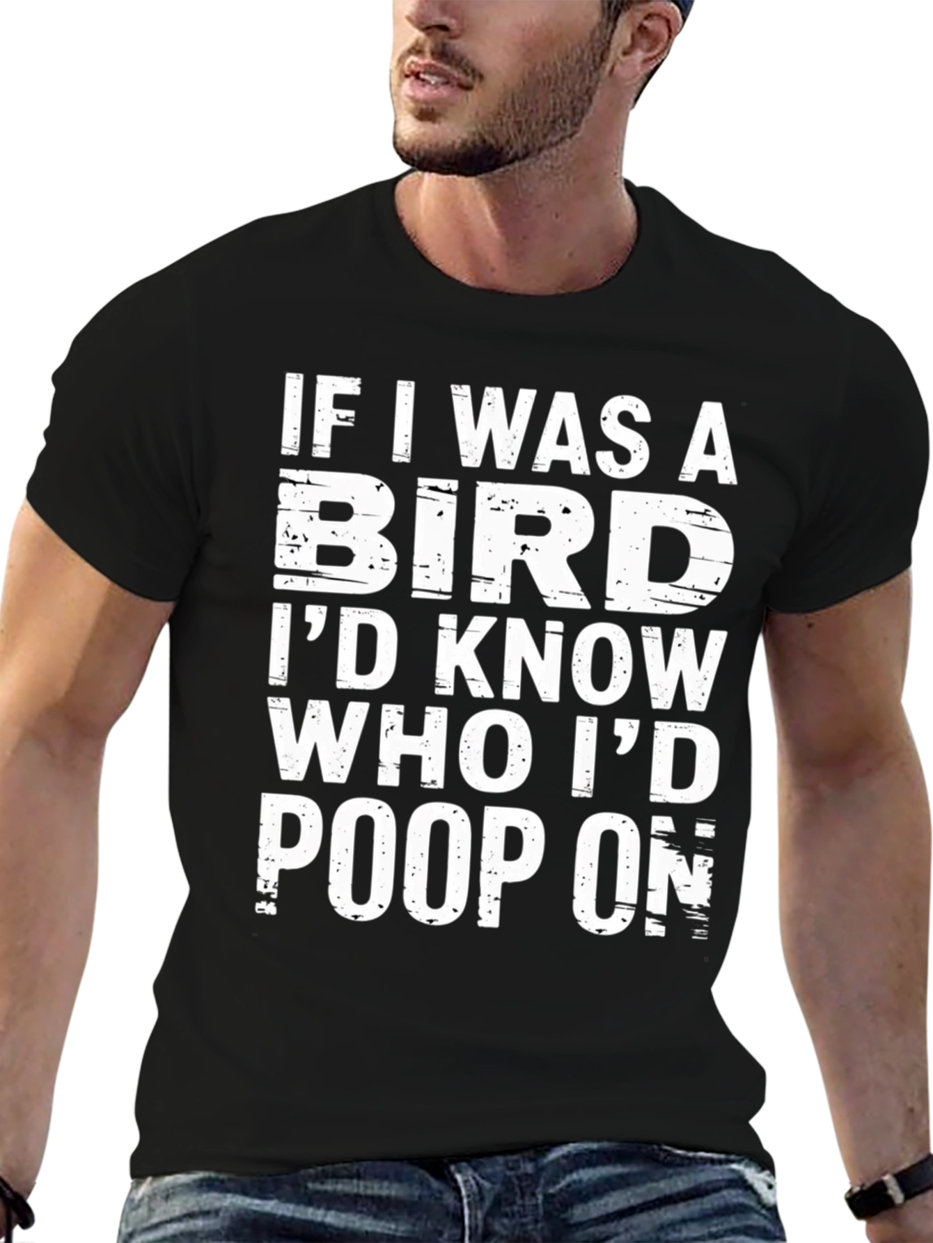 Black Funny "If I Was A Bird" Graphic T-Shirt view 6