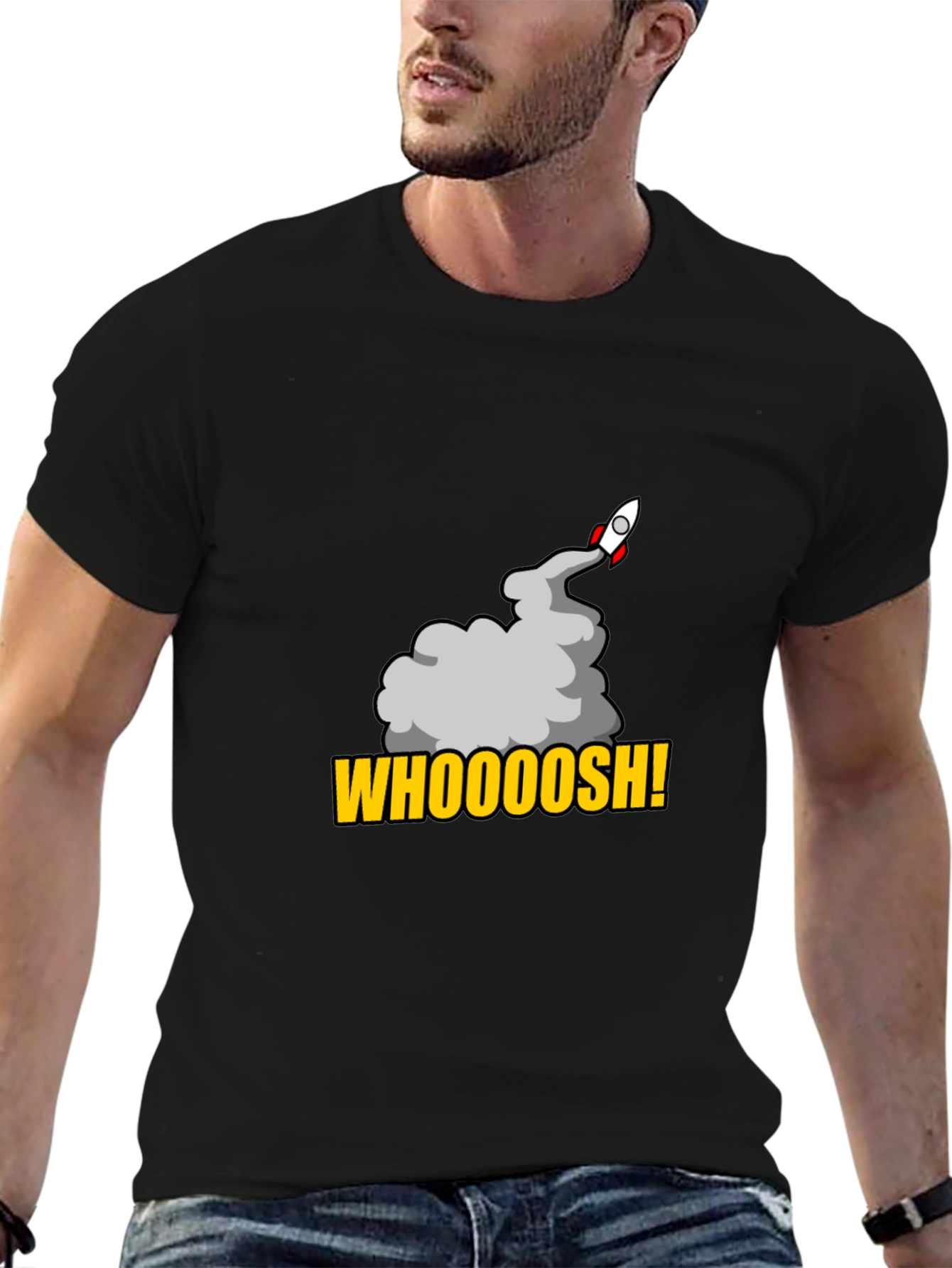 Black Whoooosh Rocket Graphic T-Shirt view 6