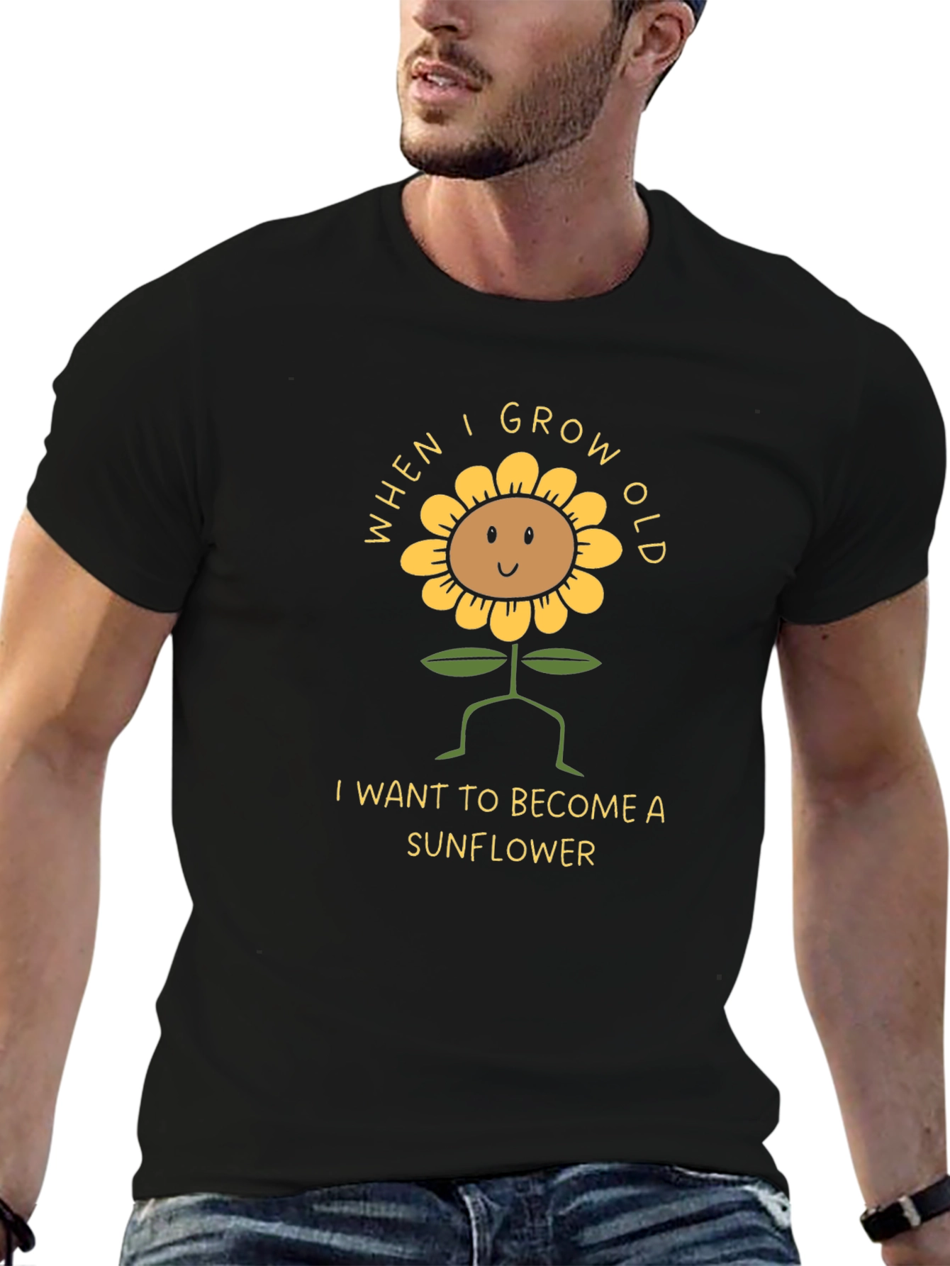 Black Sunflower Graphic Tee - When I Grow Old T-Shirt view 6