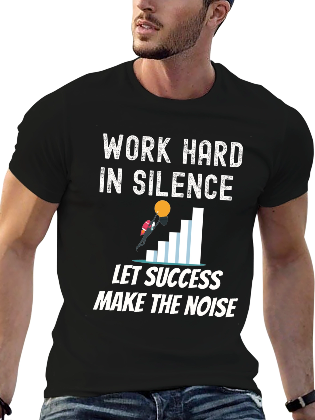 Black Work Hard in Silence Graphic Tee view 6