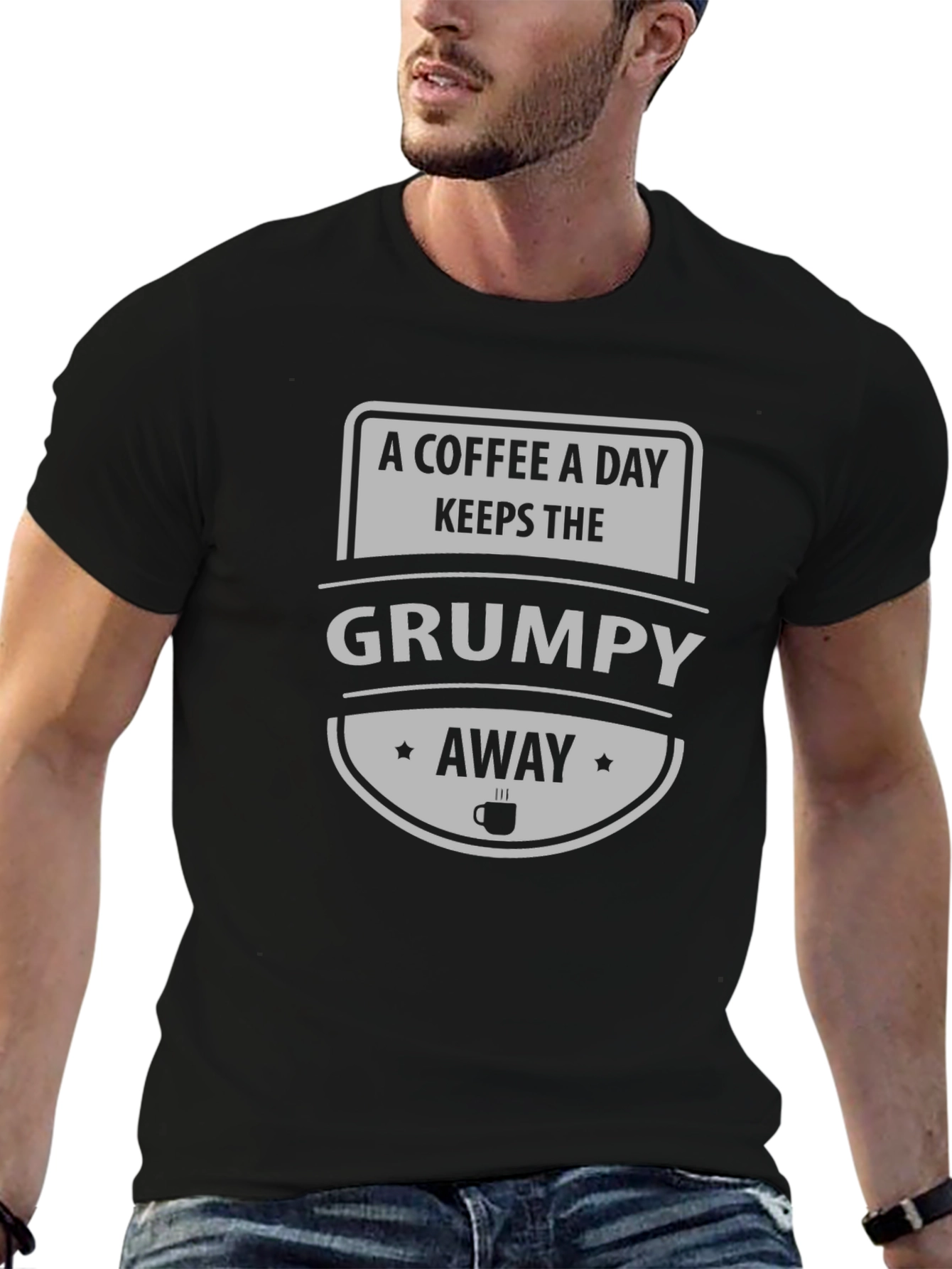 Black Coffee A Day Keeps The Grumpy Away Tee view 6