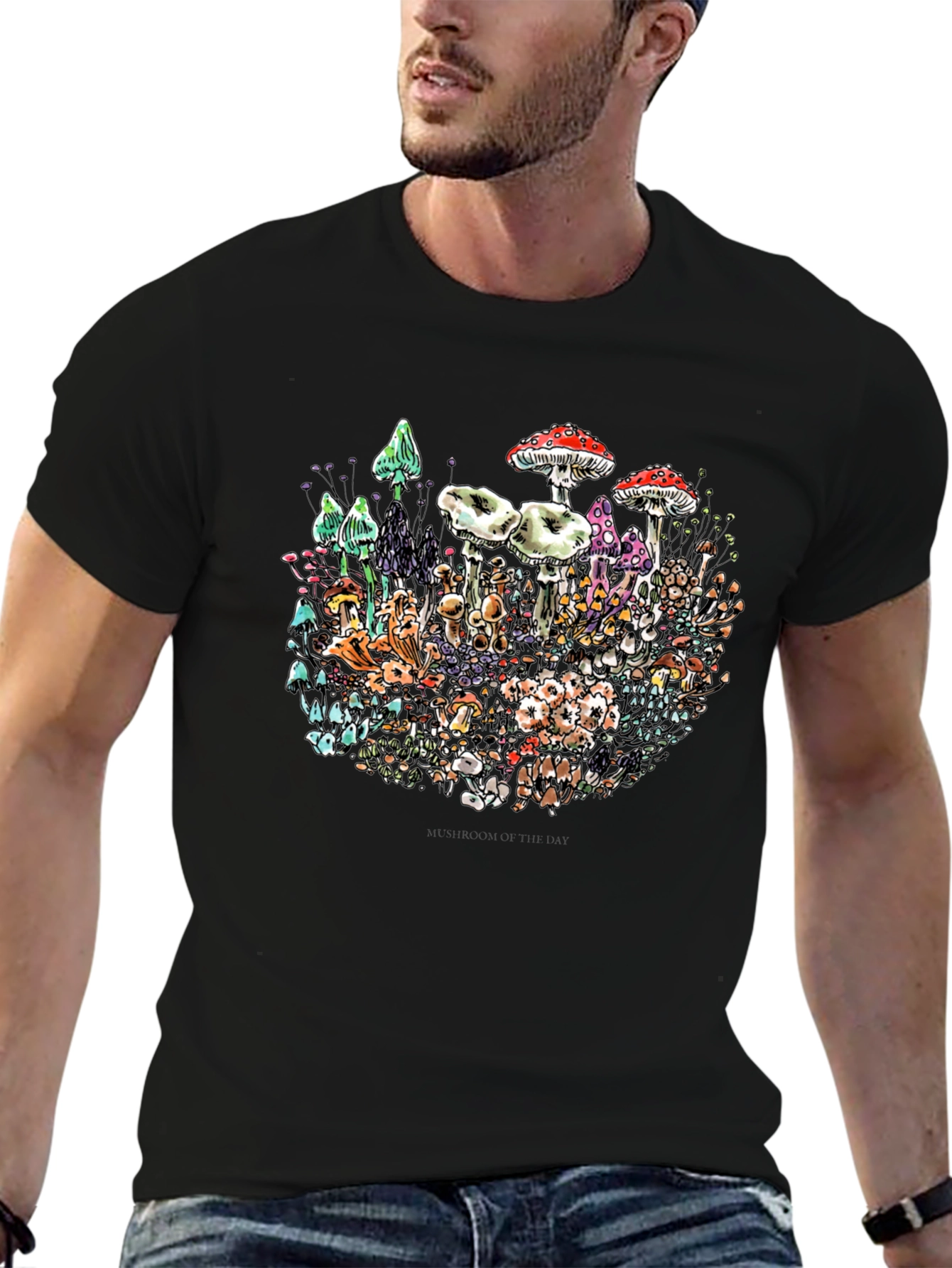 Black Mushroom Graphic T-Shirt view 6